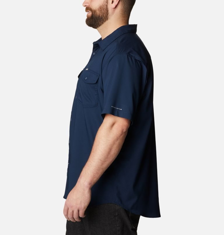 Men's Columbia Utilizer II Solid Short Sleeve Shirts Navy | Plus Size CA-R8564